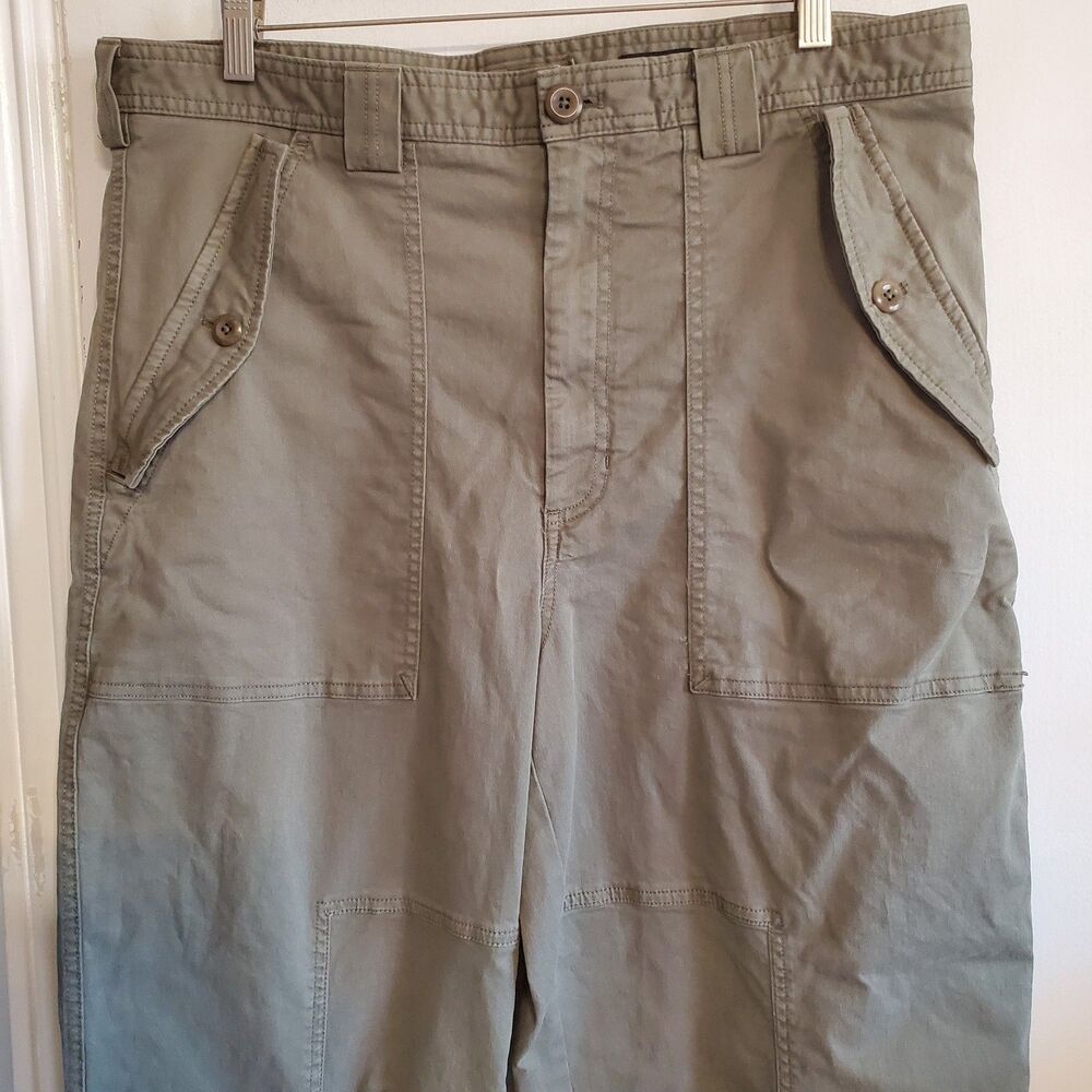 Banana Republic The Barrel Pants Size 14 Long Olive Green Utility Normcore Boho - Picture 3 of 12